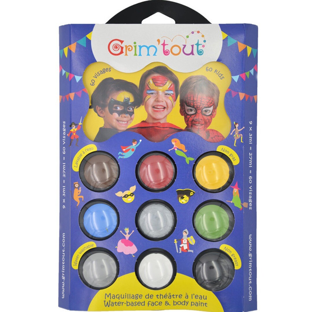 Grim'tout schminkset 9 kleuren - superhelden