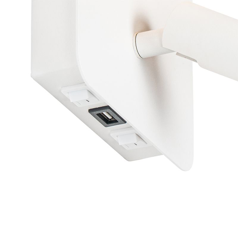 Wandlamp wit incl. LED met USB en leeslamp met schakelaar - Robin