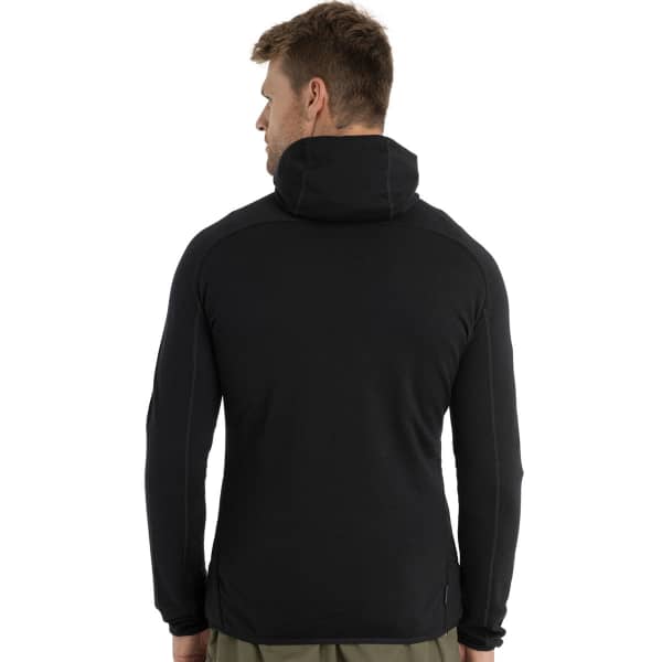 Veste polaire randonnée ICEBREAKER M MER QUANTUM HYBRID LS ZIP HOODIE BLACK