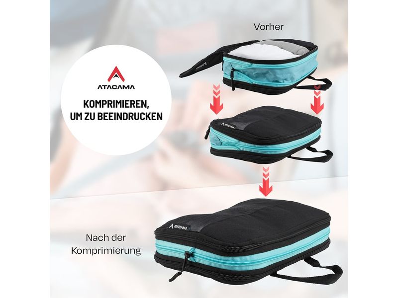Atacama Premium Kompressions Packwürfel - 6er-Set Schwarz Reisewürfel