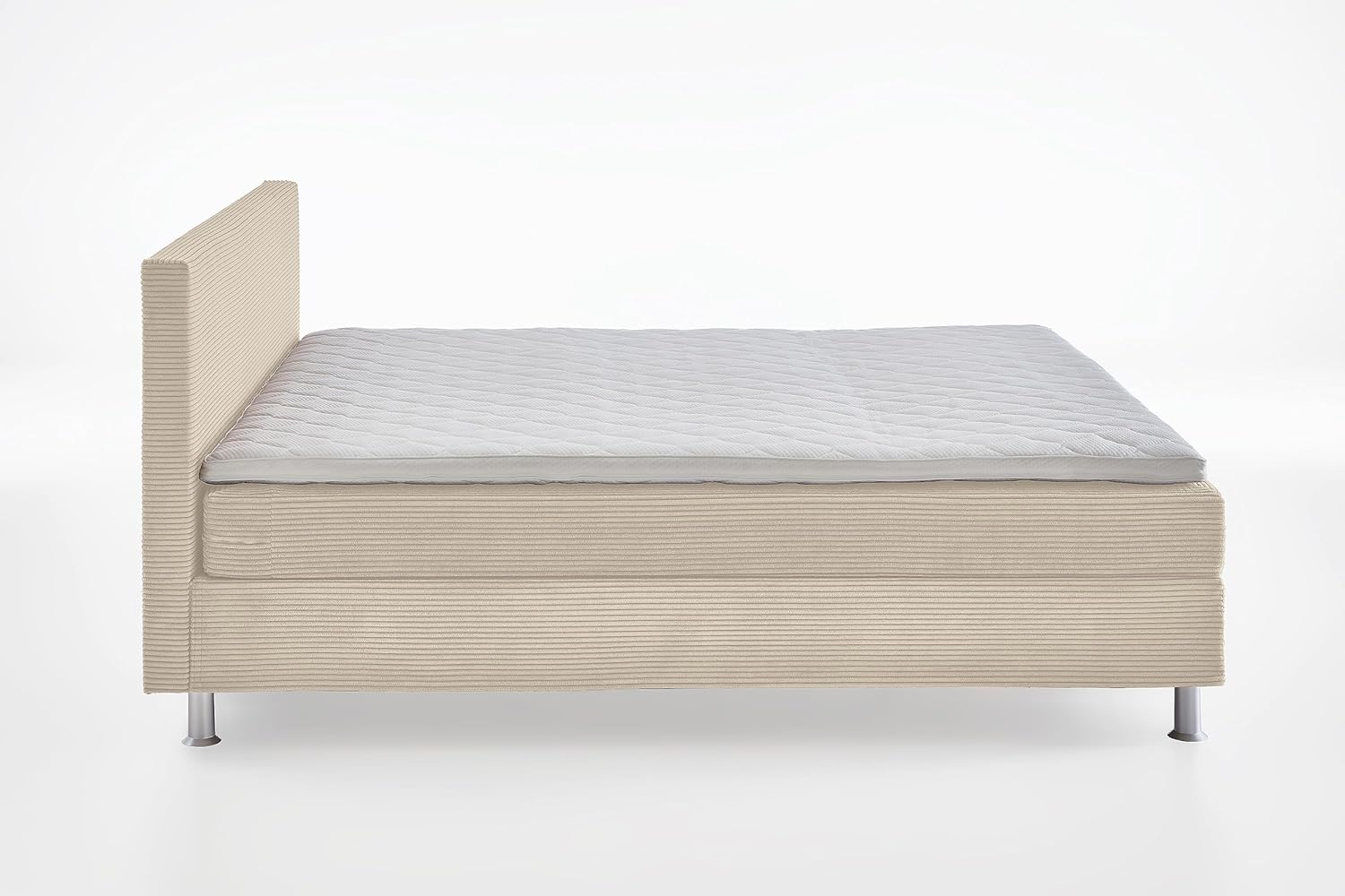 Atlantic Home Collection Boxbett inklusive Rost und H3 Federkernmatratze, Holz, Creme, 160 x 200 cm