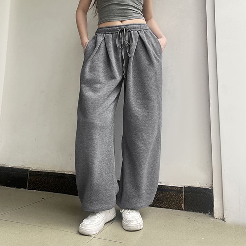 Cincine - Melange baggy joggingbroek met trekkoord in de taille