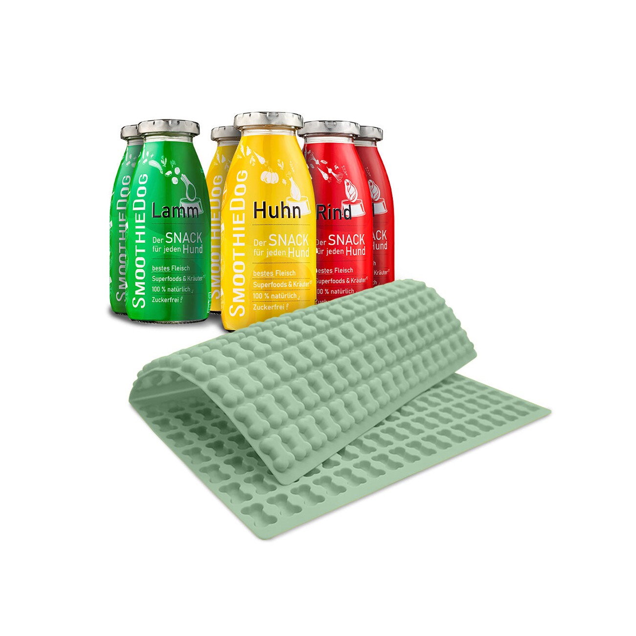 SmoothieDog 6er Pack Klassik 6x 250ml + Trixie Backmatte Grün