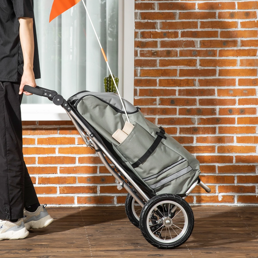 HOMCOM Lastenanhänger mit Tasche grau