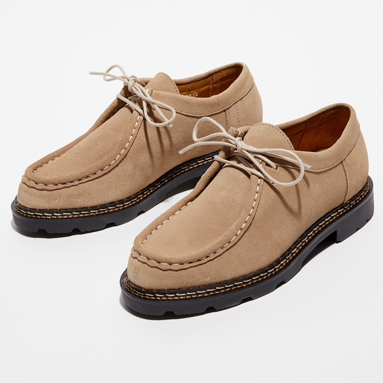 Apologie Studio Derbies en Velours de Cuir Loretta beiges