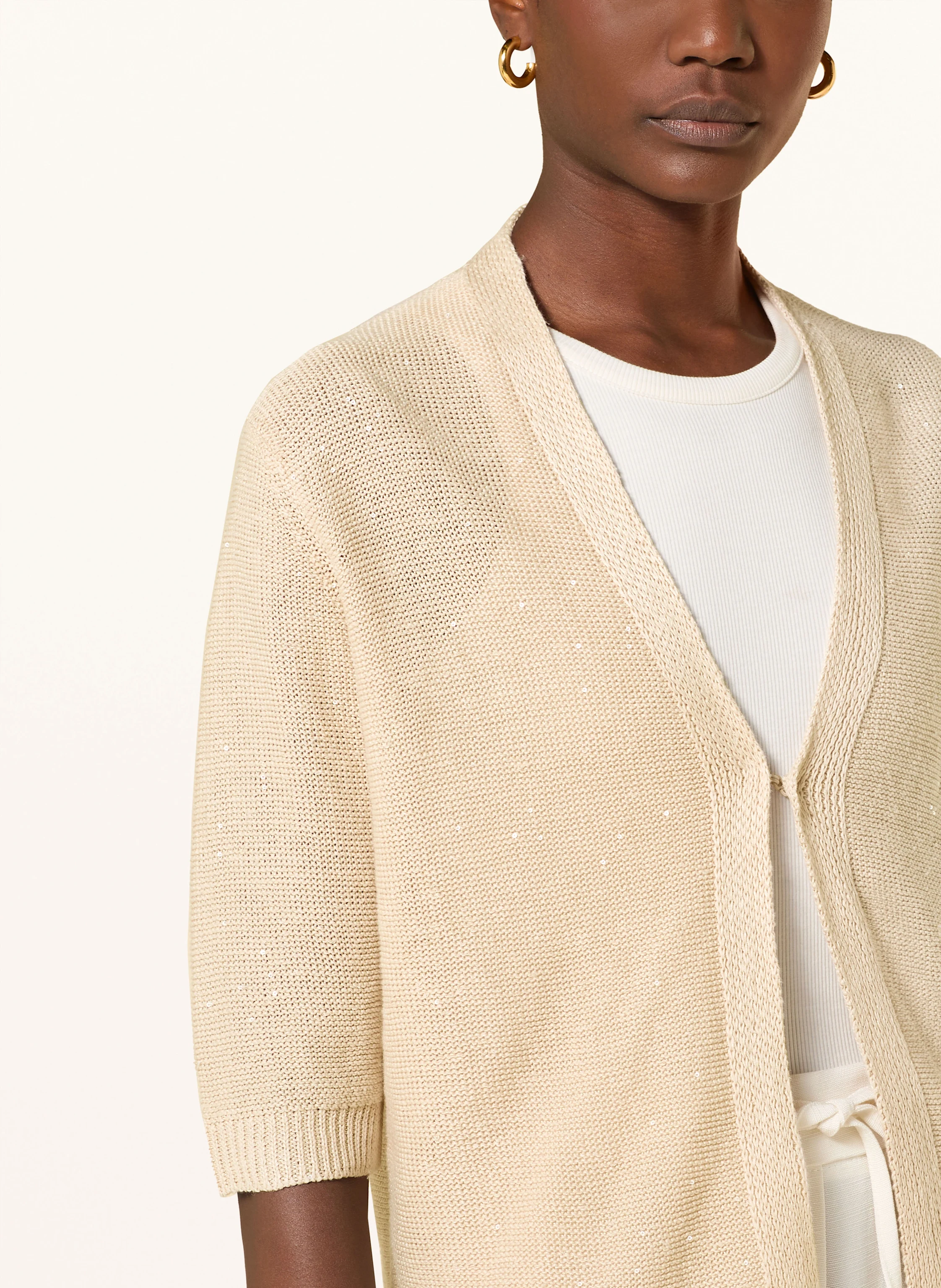 HEMISPHERE Strickjacke aus Leinen mit 3/4-Arm und Pailletten