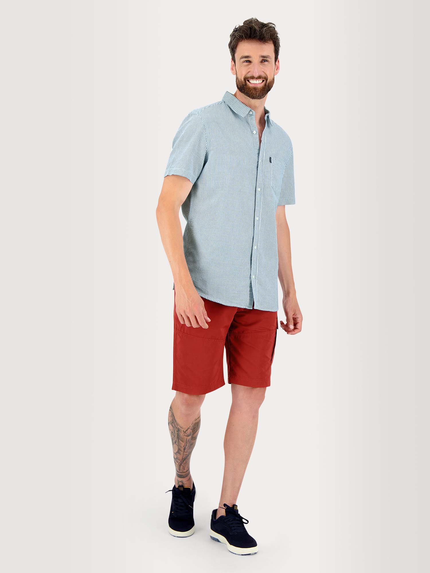 Chemise Homme Manches Courtes Fines Rayures Gris