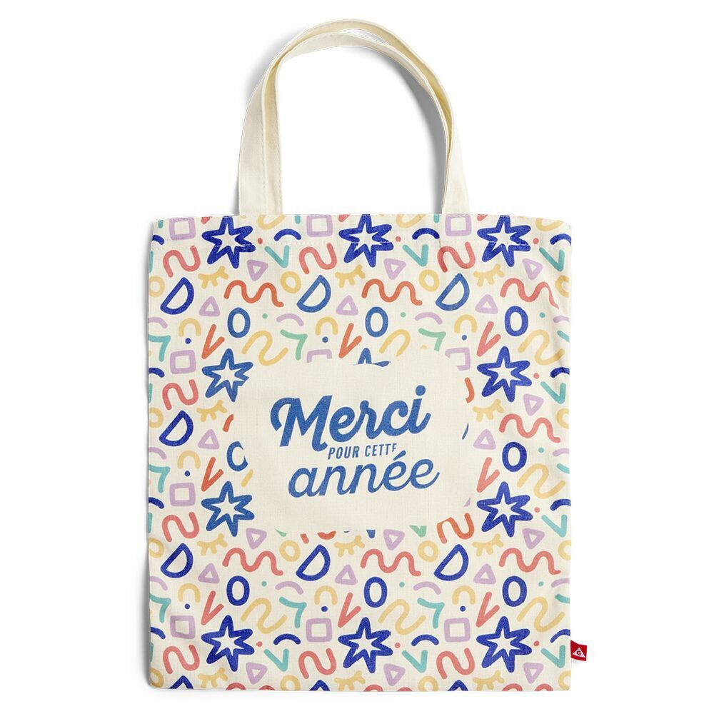 Tote bag coton beige imprimé Merci pour cette année - 4 modèles