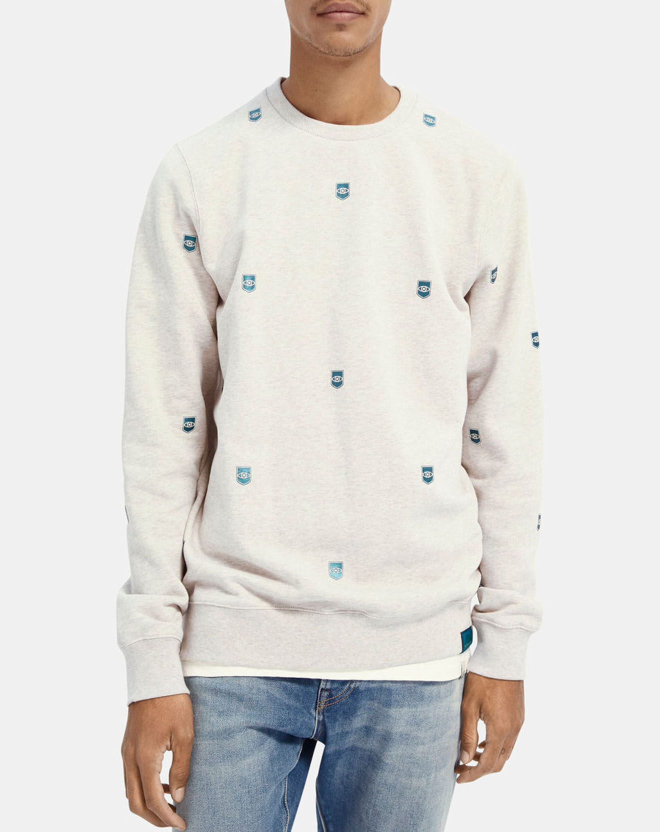 Scotch & Soda Sweat Allover imprimé  blanc/bleu