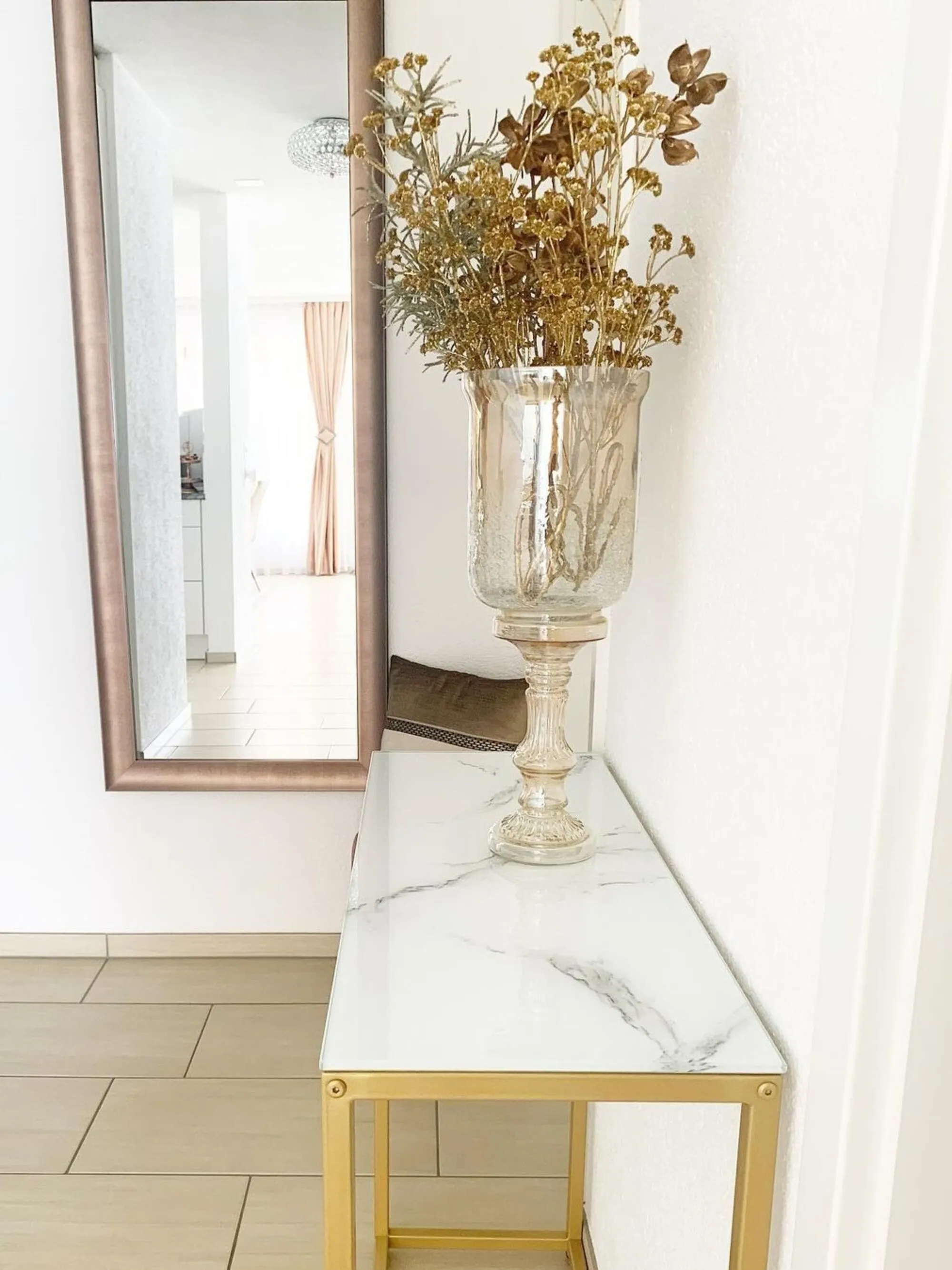 Sidetable DELANO Veiligheidsglas Marmer/goud