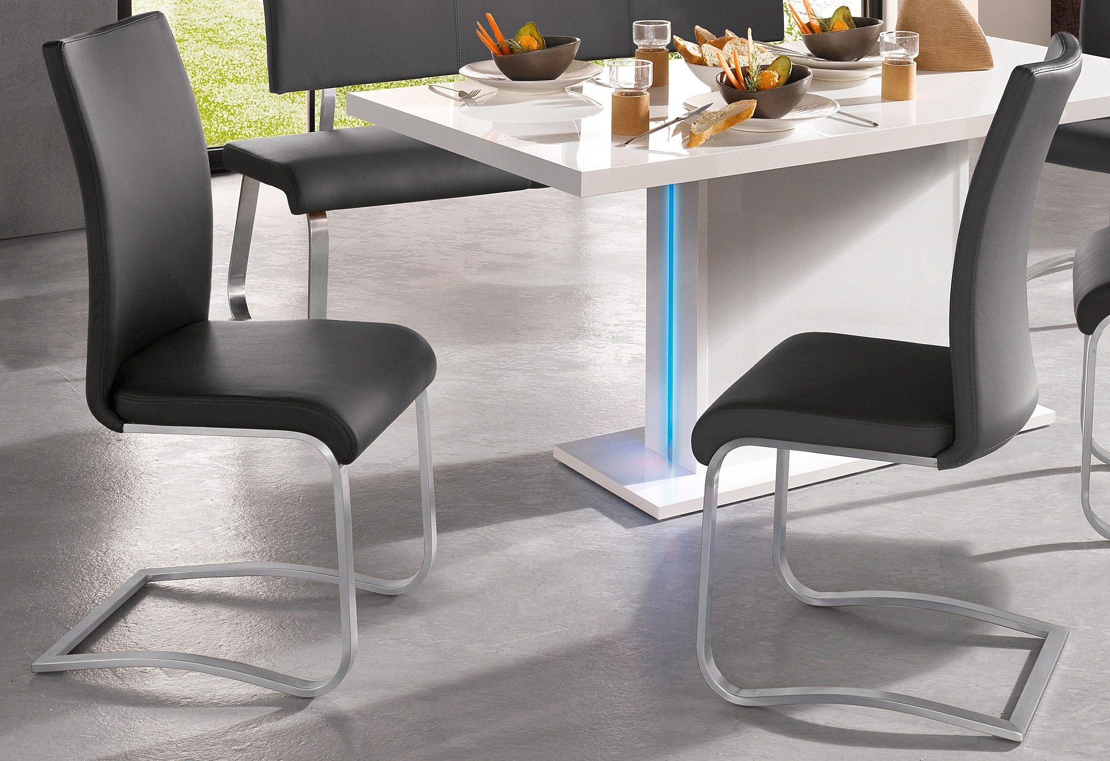 MCA furniture Freischwinger »Arco« (Set) 2 Stk.Stuhl mit Echtlederbezug, belastbar bis 130 Kg