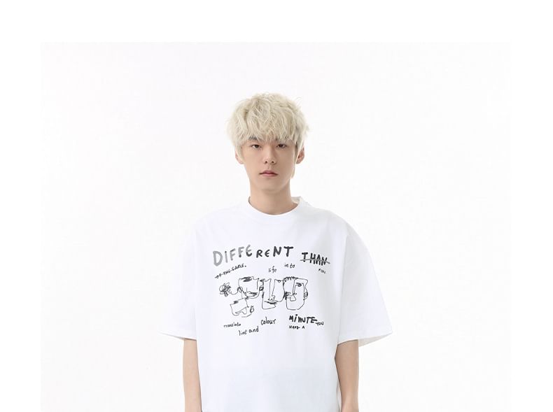 FAERIS - T-shirt met korte mouwen, ronde hals en patroonprint