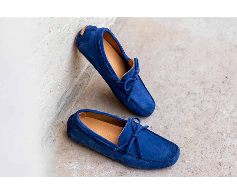 Mocassin été homme cuir Velours Bleu Océan - DELTONA