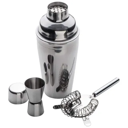 Macma Cocktail Set 3-teilig mit Shaker, Messbecher und Sieb, verchromt