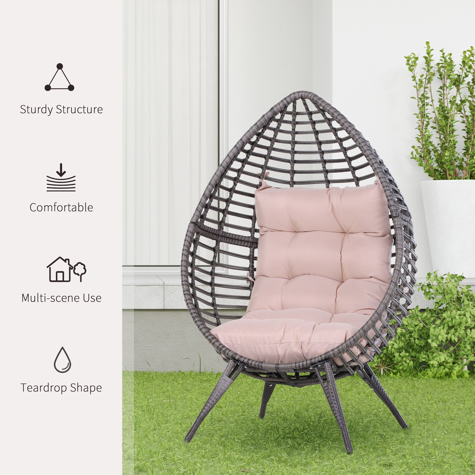 Outsunny Gartensessel in Tropfen Design 101L x 89B x 156H cm