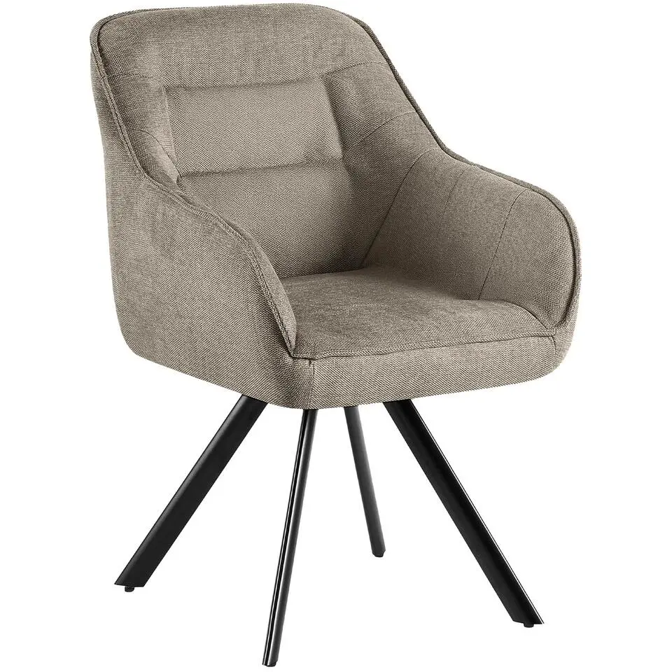 CLP Eetkamerstoel Pettuli zwart Frame - Stof - taupe
