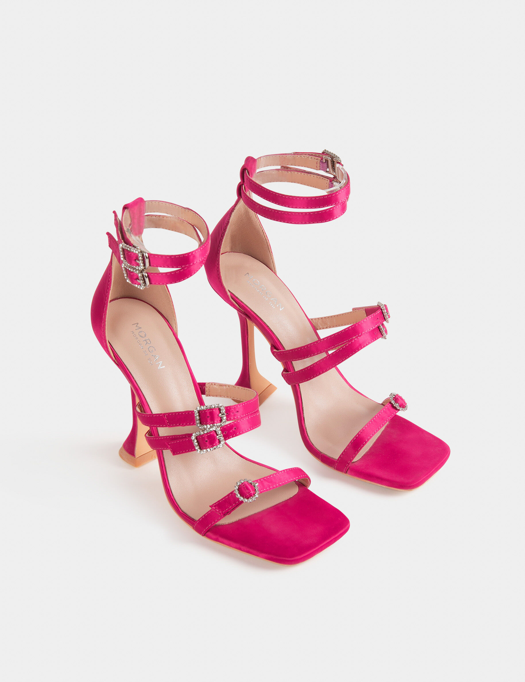 Sandales à talons avec détails bijoux rose femme - rose