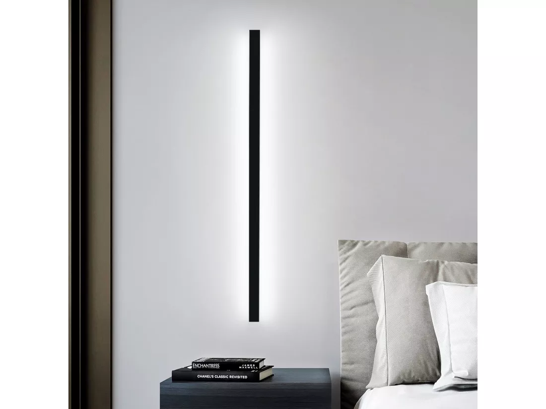 NETTLIFE LED intérieure Applique noire - 100CM Eclairage mural salon Moderne Lampe de couloir Mur 32W Lampe de chambre Métal Eclairage