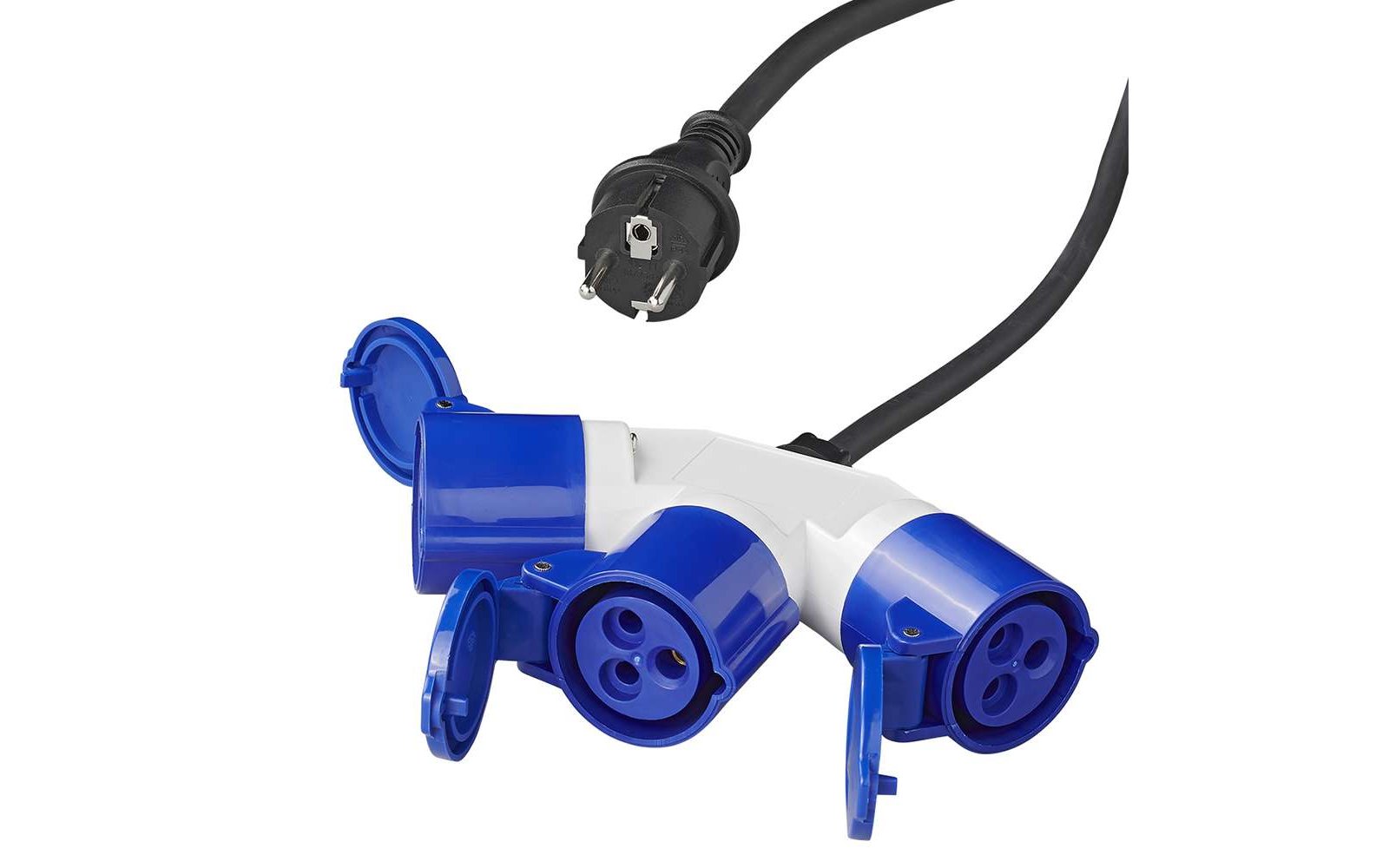 PAT Adapterkabel 150 cm 3 x 2,5 mm² von Schuko Stecker nach 3 x CEE