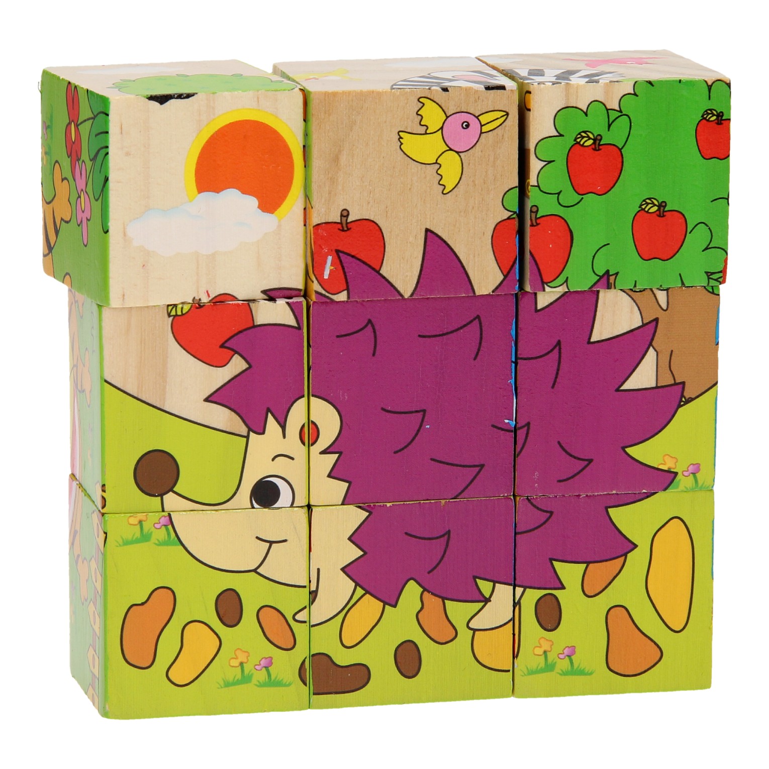 Houten Blokpuzzel Wilde dieren, 9st.