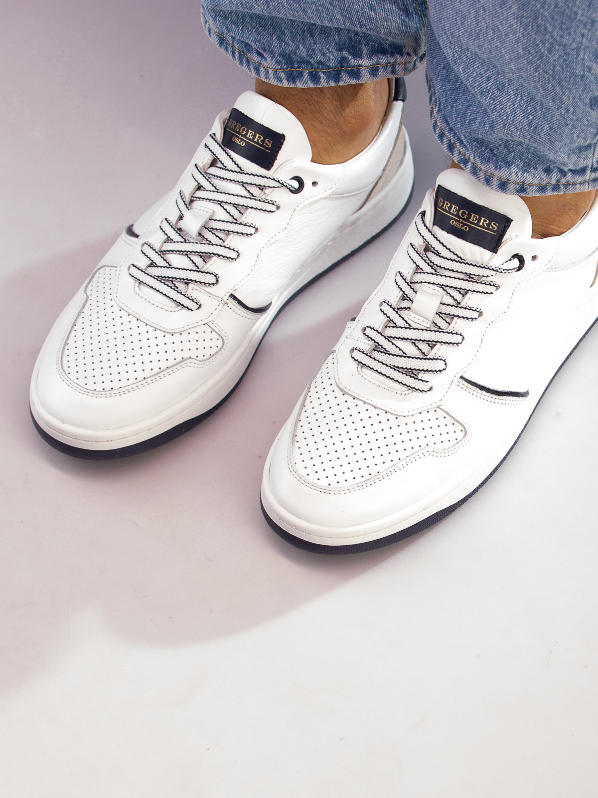 Gregers - Clay Leather White Blue - Trapes Sko