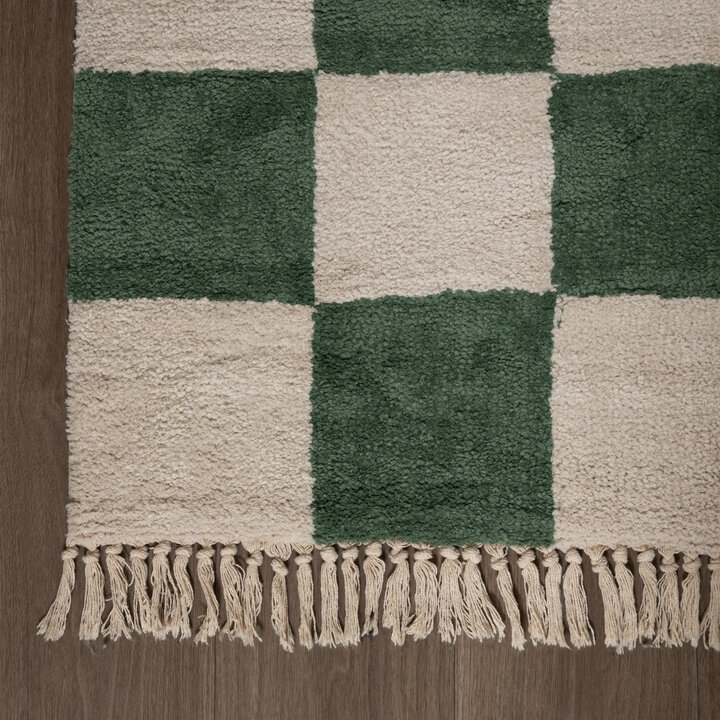 Checkerboard vloerkleed - Blox Fringe Groen