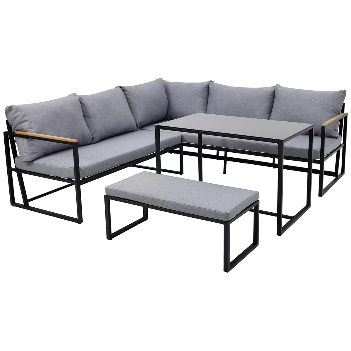 Beldano Loungegarnitur Catania 3-teilig grau,natur,schwarz