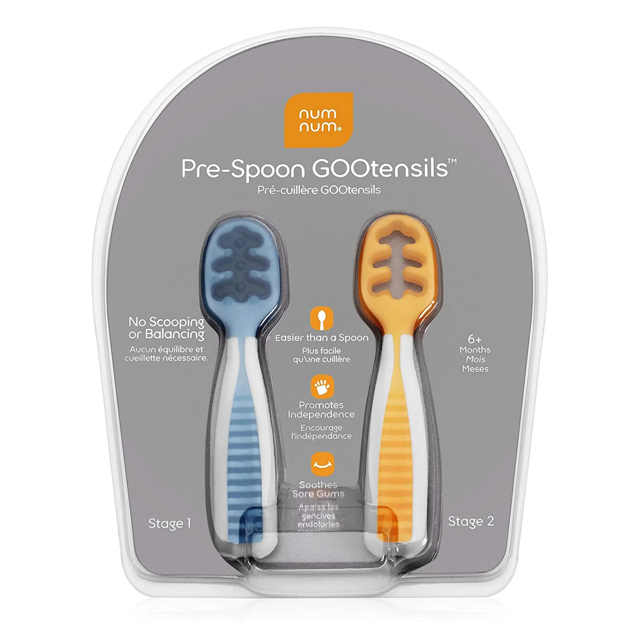 NumNum Cuillère d'Apprentissage GOOtEnsil - Orange  Bleu