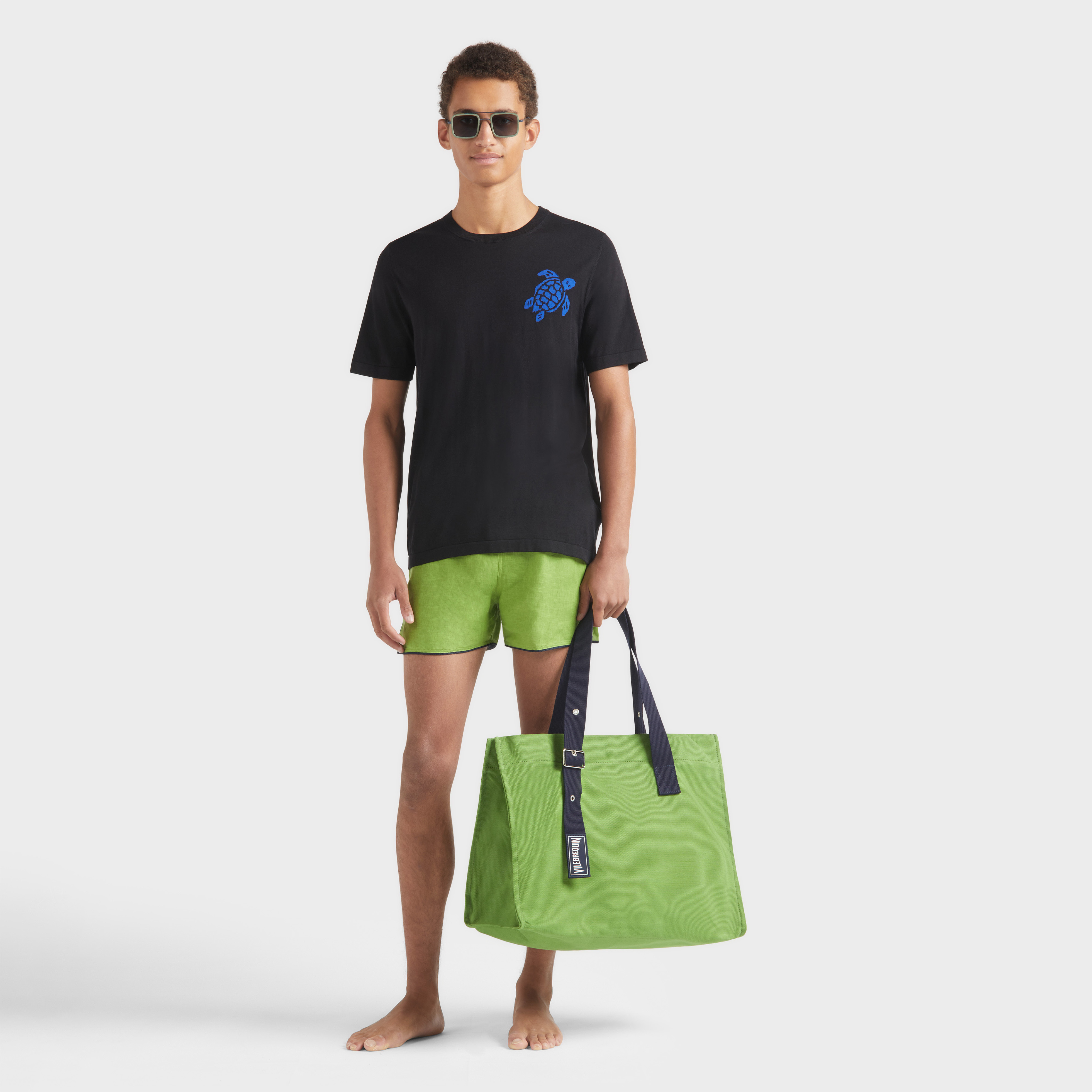 T-shirt en coton homme Tortue jacquard