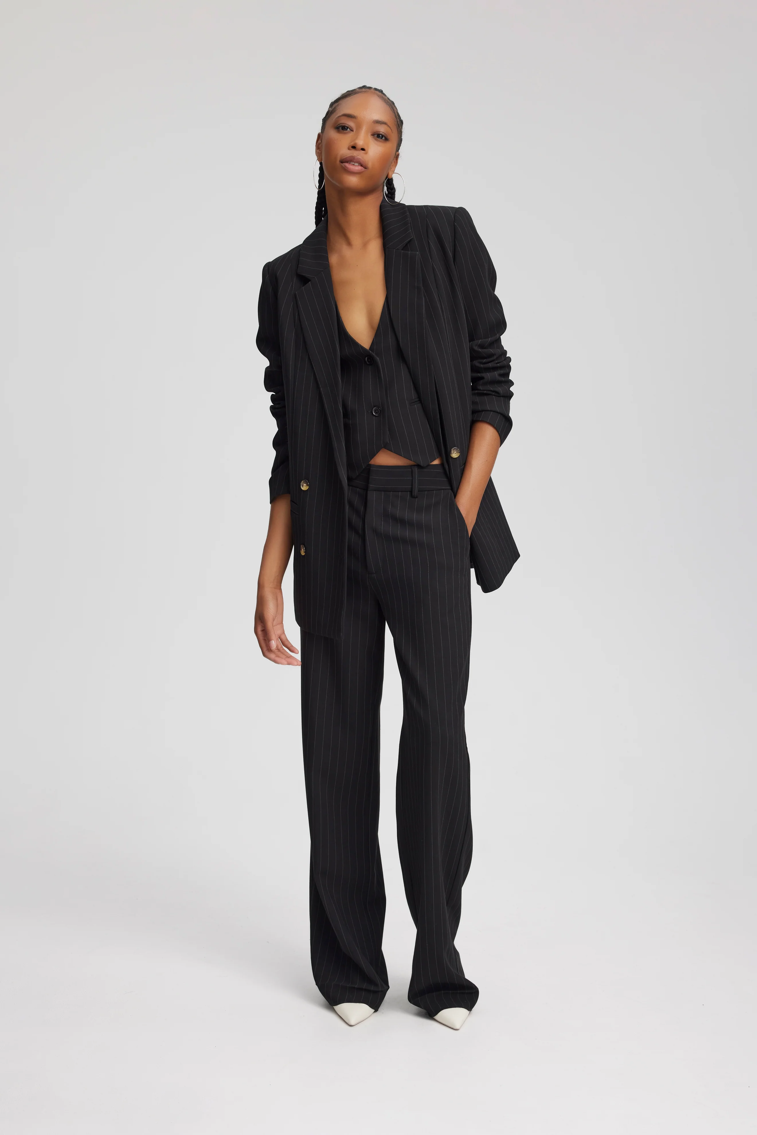 GESTUZ  JoelleGZ Pinstripe blazer - Black Pinstripe