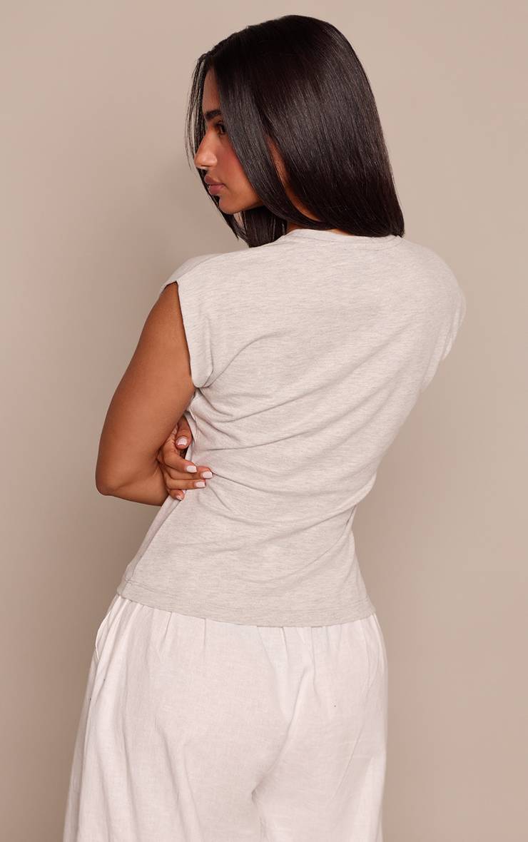 Gris Chiné Petite Haut En Coton Doux À Manches Tombantes