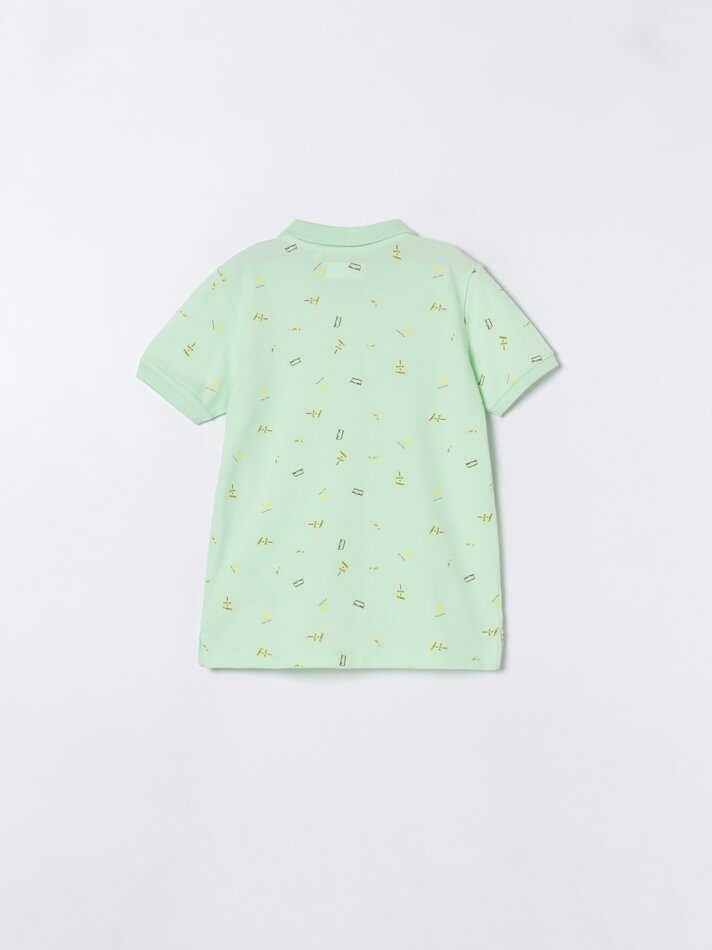 Camisa polo estampada - Verde claro