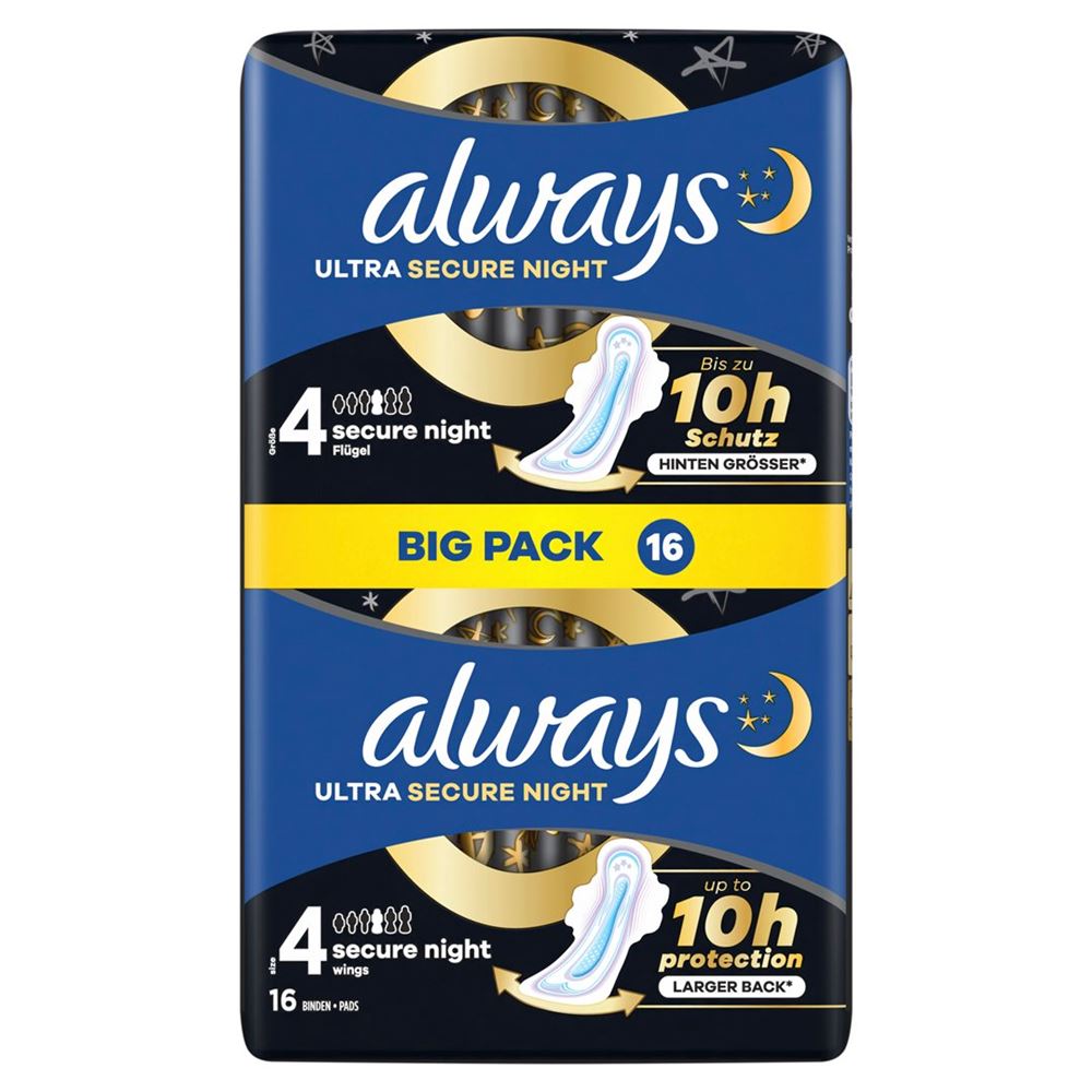 Always Ultra Binde Secure Night<br>16 Stück, mit Flügeln BigPack