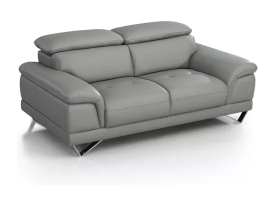 Canapé en cuir 2 places BRAME Gris souris - Angle Droit