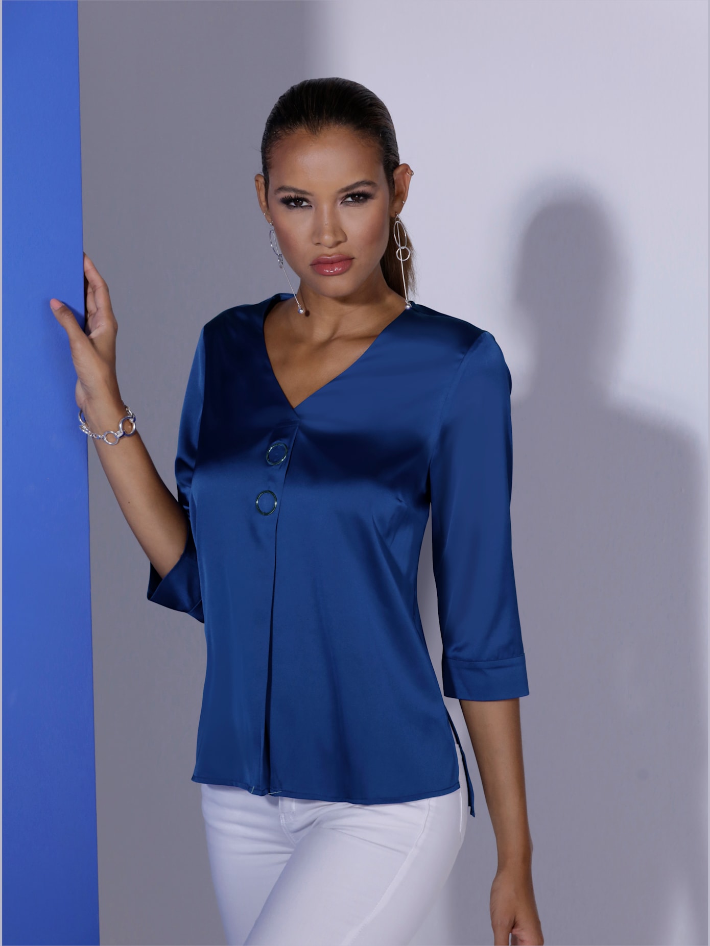 Chemisier en satin détails fantaisie décontractés