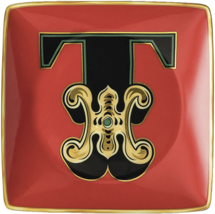 Versace Bowl 12cm sq. flat, Holiday Alphabet T, Versace Flerfarvet
