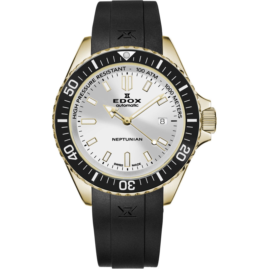 Edox Neptunian Date Automatic Goldig / Silbrig