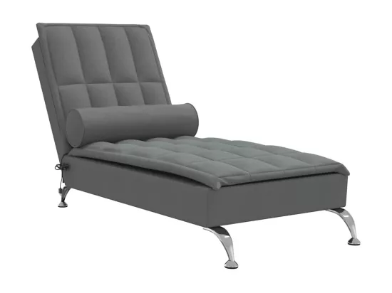 Chaise longue de massage avec traversin gris foncé tissu