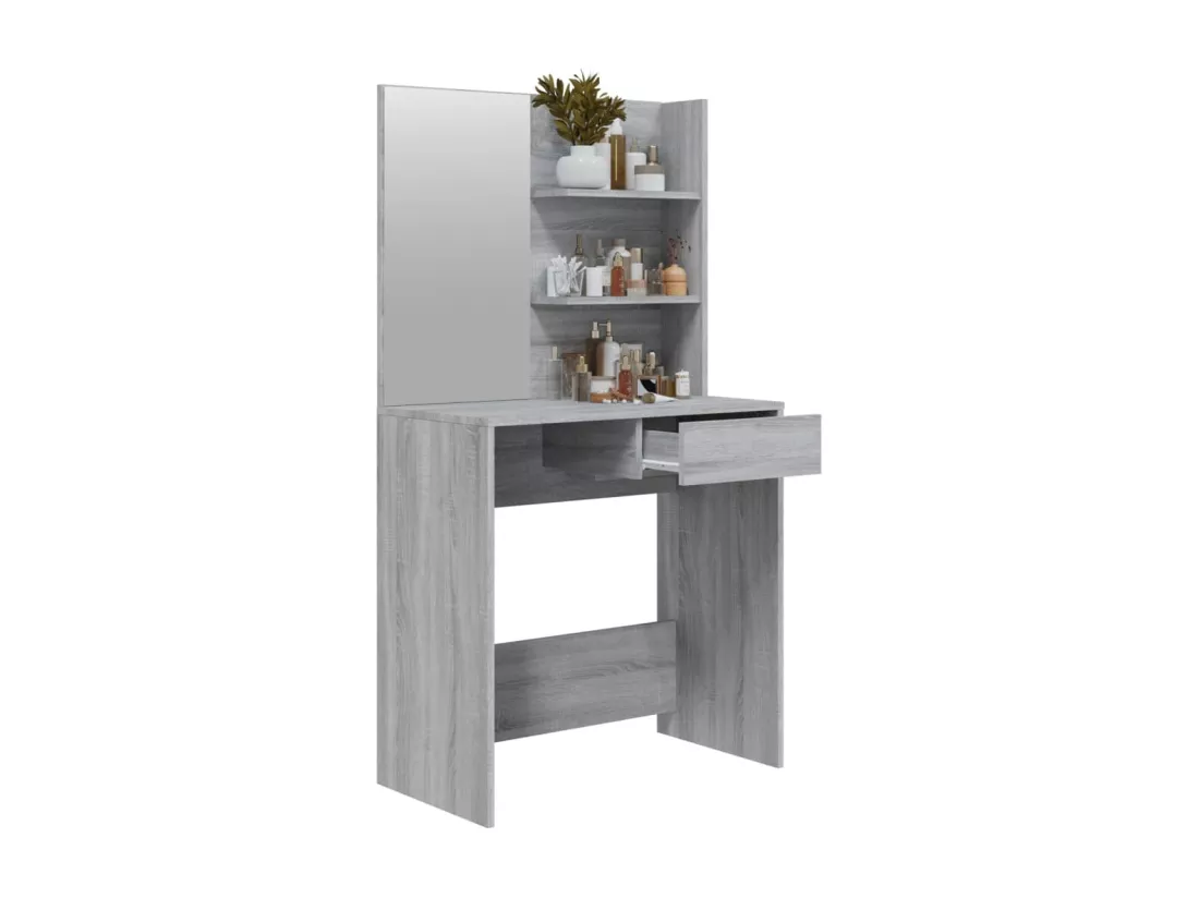 Coiffeuse avec miroir Sonoma gris 74,5x40x141 cm