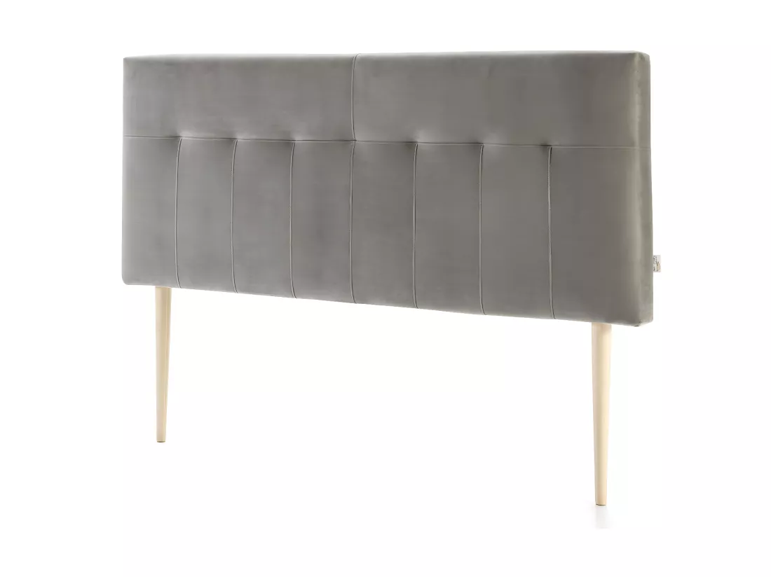Tête de lit tapissée Napoles 140x100 cm Gris, Velours, Pieds en Bois