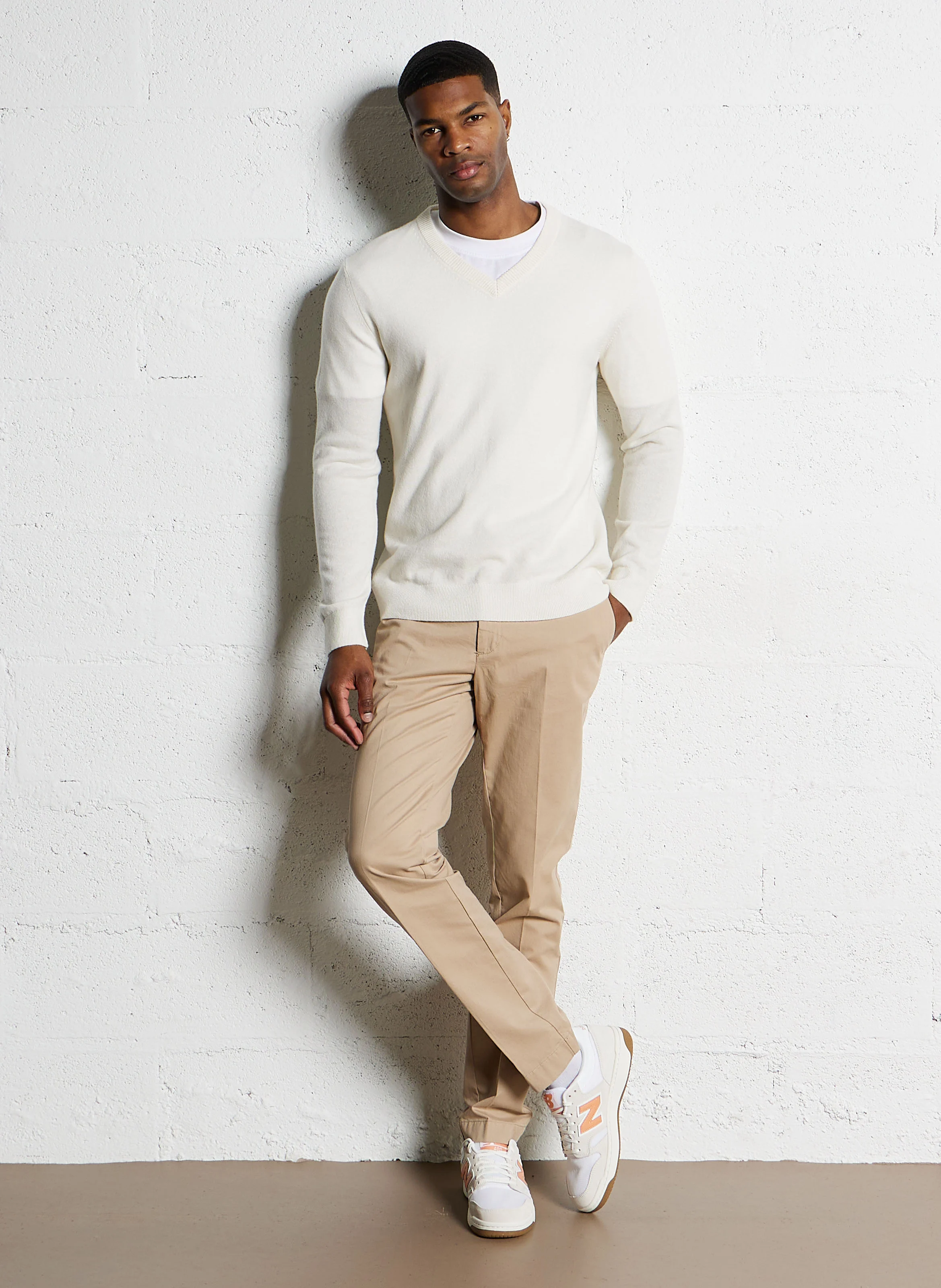 Pantalon chino en coton mélangé | Beige