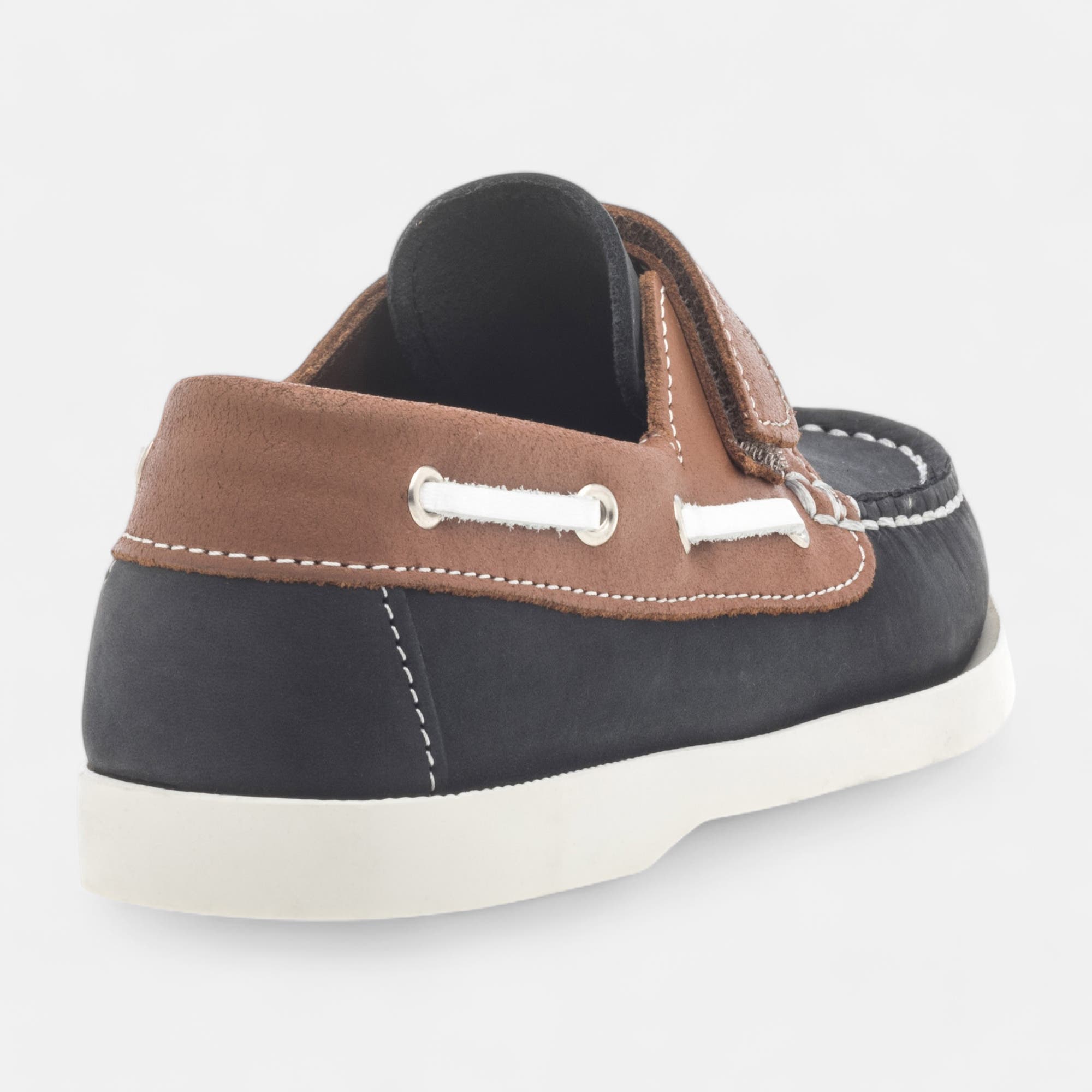 Chaussures bateau Garçon en cuir bleu marine