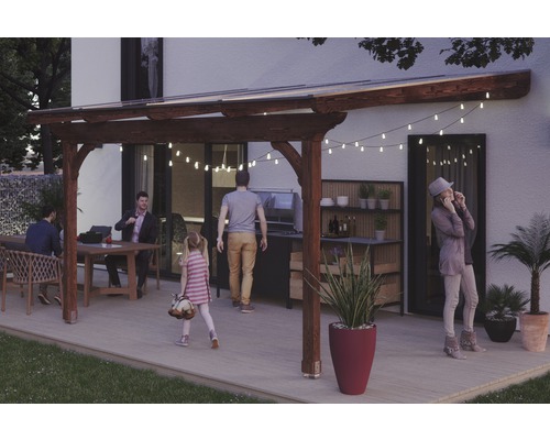 SKAN HOLZ Ravenna terrasoverkapping 434x250 cm notenhout
