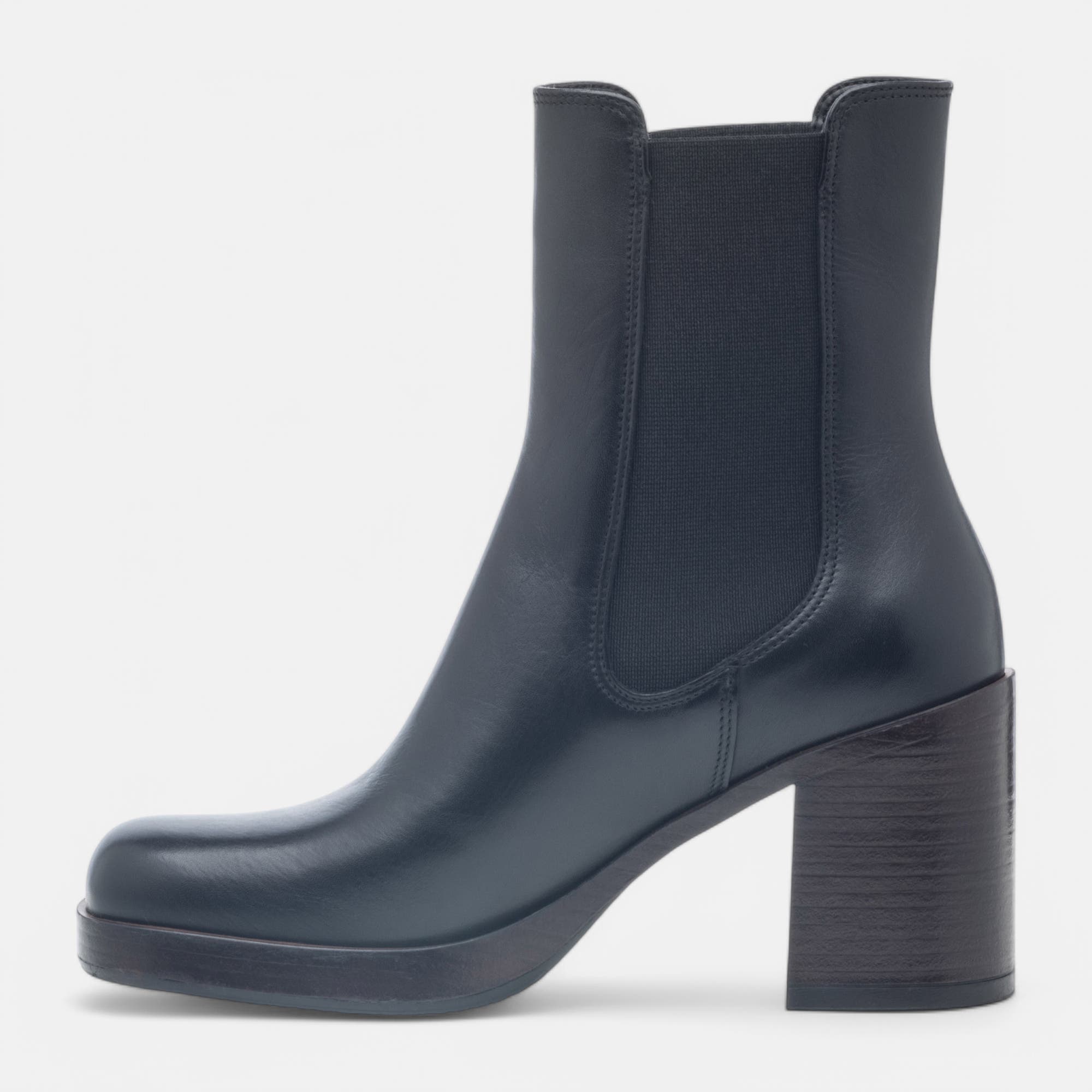 Boots chelsea à talon Femme en cuir noir