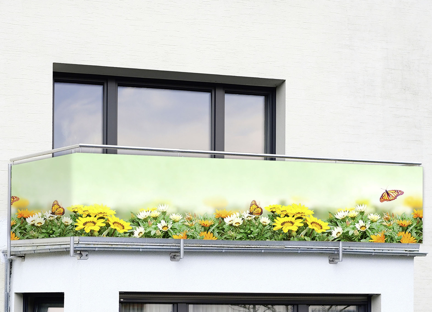 Einseitig bedruckter Balkon-Sichtschutz inkl. Befestigungsmaterial