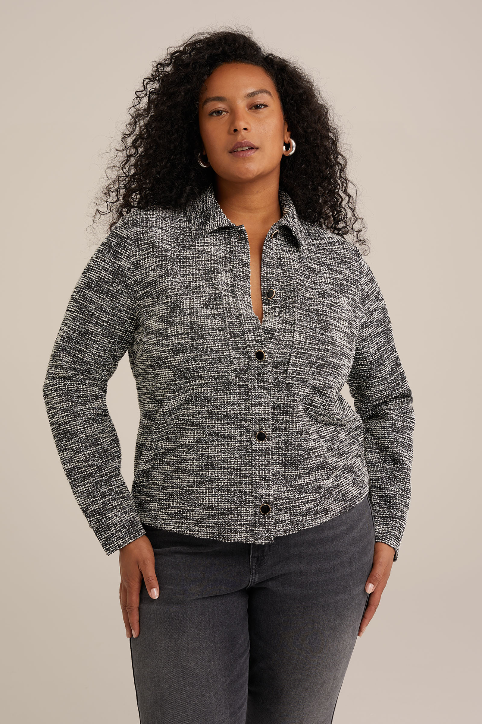 bouclé jasje - Curve WE Fashion Zwart