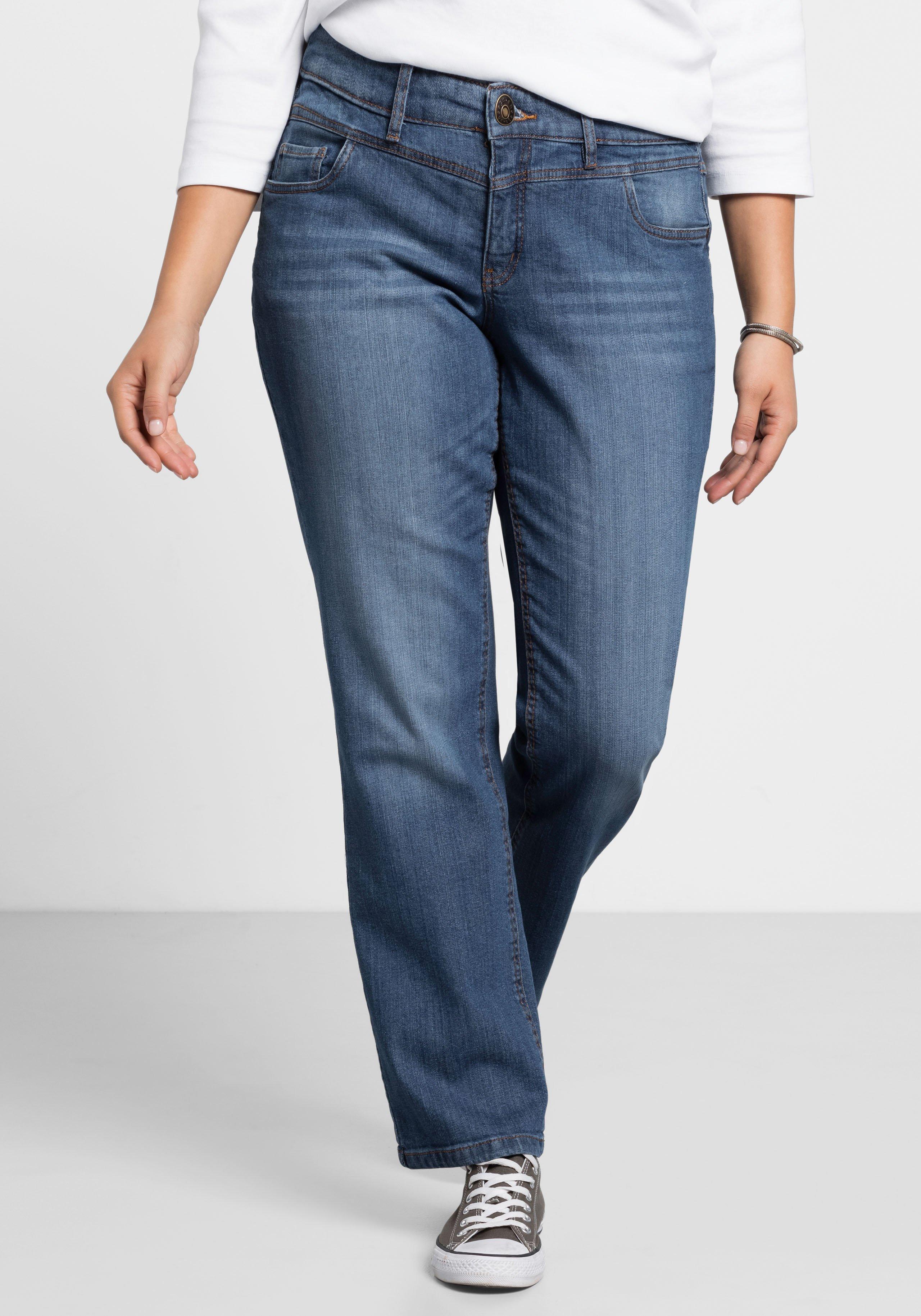 Gerade Jeans mit Used-Effekten