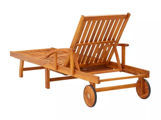 Chaise longue de jardin avec coussin Bois d'acacia solide