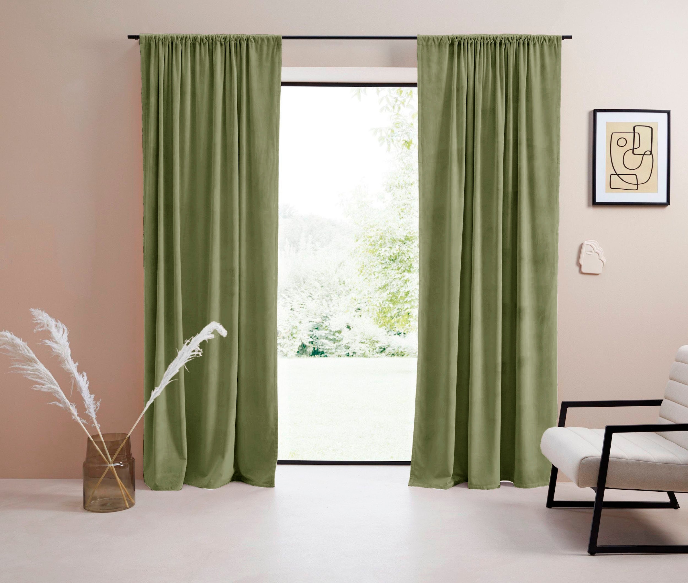 LeGer Home by Lena Gercke Vorhang »Samt Ladina« Stangendurchzug 1 Stk. tlg. blickdicht, gewebt, verschiedene Grössen, 1 Stück, Bestseller