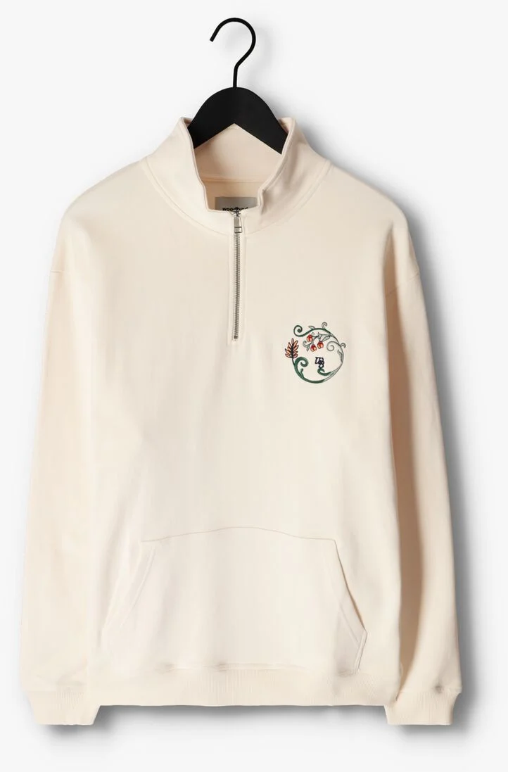 WOODBIRD gebroken wit woodbird sweater lass curl half-zip